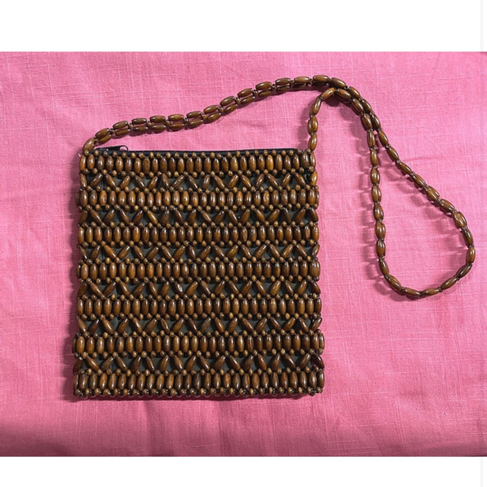 Vintage Bag - Woden Beaded Shoulder Bag